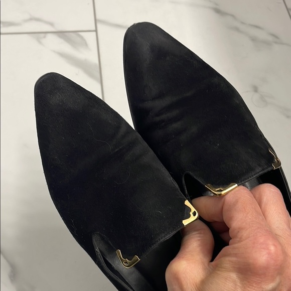 Aldo Black Velvet Loafers Slip-Ons with Gold Details - Picture 9 of 10
